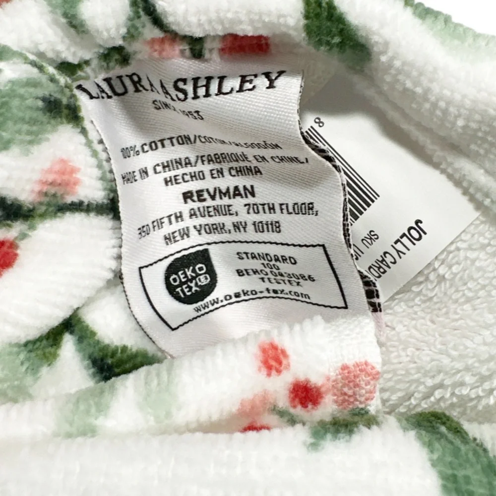 NEW Laura Ashley JOLLY CARDINALS EVERGREEN Hand Towel Set/2